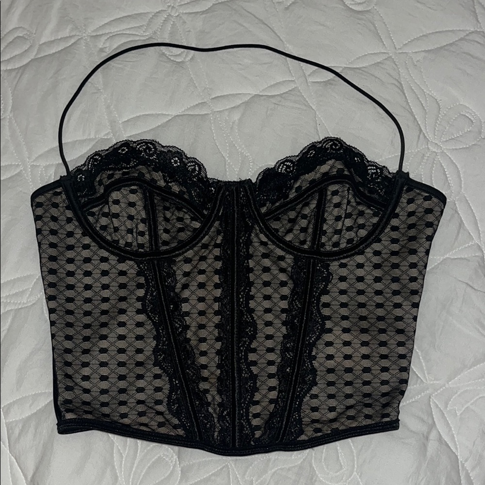 Black Lace Bustier Top